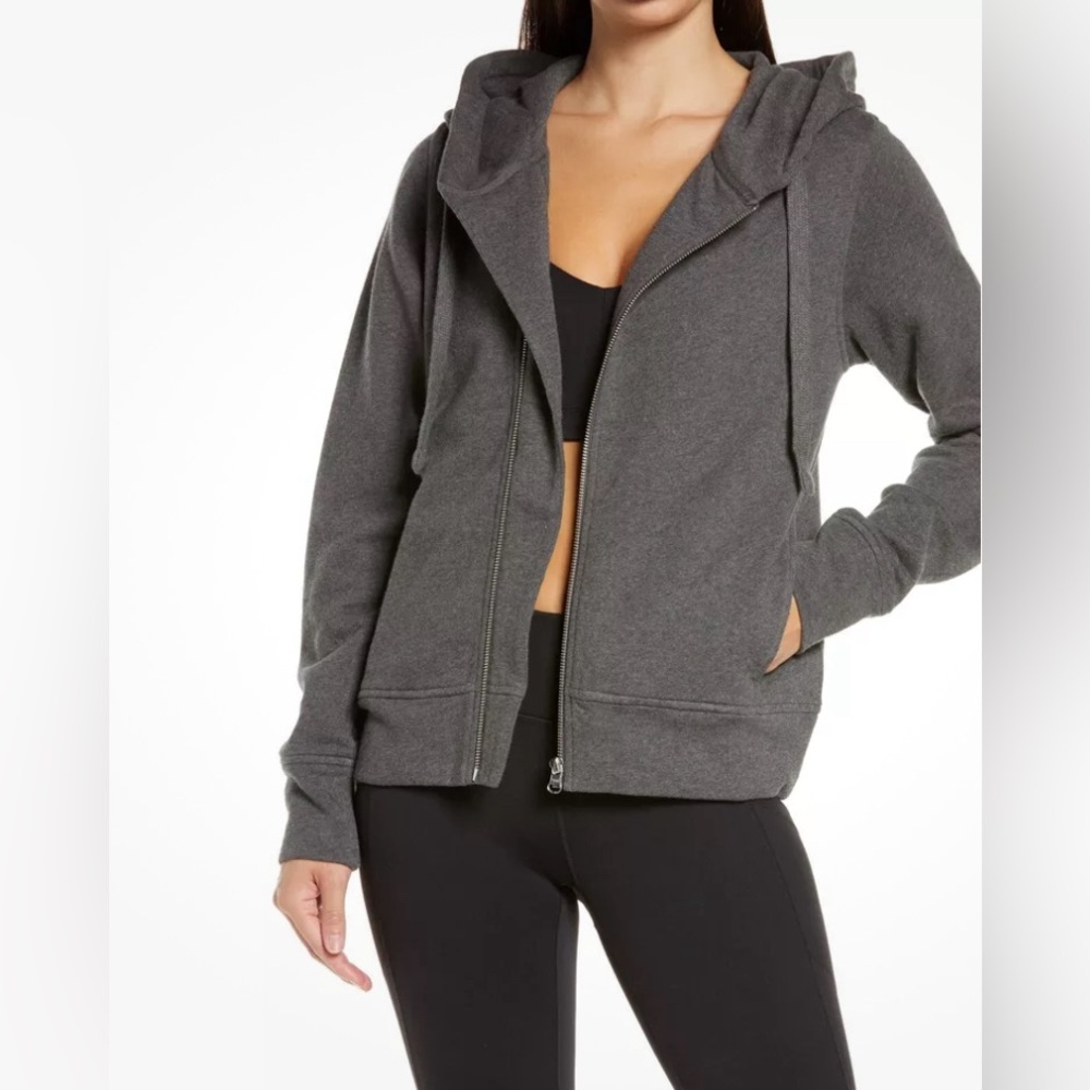 ZELLA Women's West Coast Asymmetrical Zip Hoodie Grey Sweatshirt Size Large